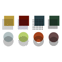 Squares and Circles Lines Textures Natural Colors geometric forms Set