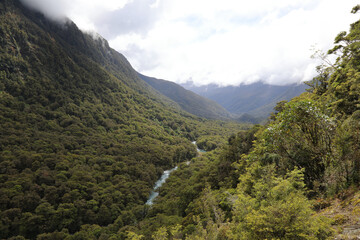 Fototapeta na wymiar Neuseeland - Landschaft entlang Hwy 94 / New Zealand - Landscape along Hwy 94 /