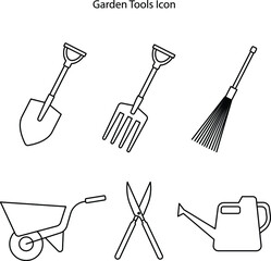 garden tool icon set isolated on white background. garden tool icon thin line outline linear garden tool symbol for logo, web, app, UI. garden tool icon simple sign.