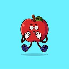 Cute Apple characters with shocked gestures. Fruit character icon concept isolated. Emoji Sticker. flat cartoon style Vector