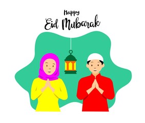 happy eid mubarak background template flat design