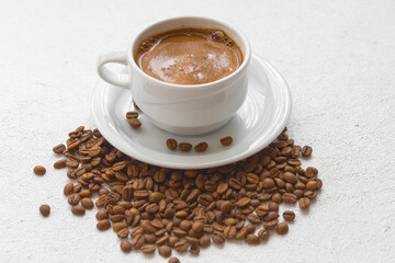 Coffee and coffee grains.