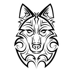 Fototapeta premium Black and white line art of wolf head. Good use for symbol, mascot, icon, avatar, tattoo, T Shirt design, logo or any design you want.