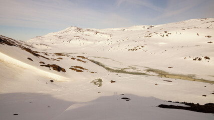 Cold winter landscapes on the Arctic Circle Trail thru hike between Kangerlussuaq and Sisimiut in Greenland.