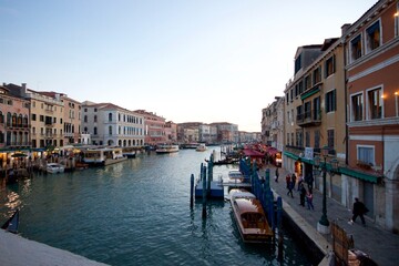 Venice canal from Rialto at dusk