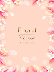 春のエレガントで上品な花のベクター背景　結婚式　Elegant flowers and leaves vector illustrations background design　