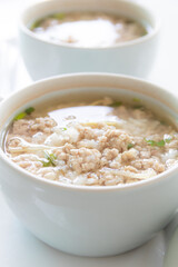 Rice Soup with ground pork, Thai Food