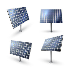 Collection of solar panel vector illustration in isometric style sun battery electricity generation