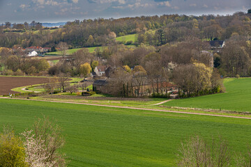 View on the Dutch hill side just outside Maastricht with a colourful view on the valley and the surrounding nature.