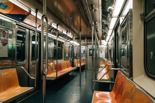 Empty 6 train subway car in New York City