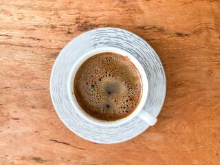 cup of turkish coffee on a wooden table