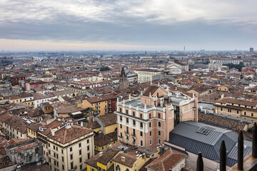 Obraz premium Verona Panoramic view from Torre dei Lamberti. Verona, Veneto region, Italy.