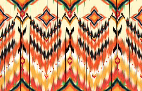Geometric ethnic pattern embroidery design for background or wallpaper and clothing.Ikat geometric folklore ornament. Tribal ethnic vector texture. 
Seamless striped pattern in Aztec style. Figure tri