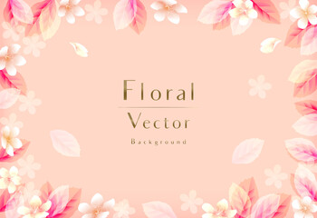 Fototapeta na wymiar 上品な花のベクターイラスト、結婚式の背景　　Elegant Spring Flowers Vector Background　