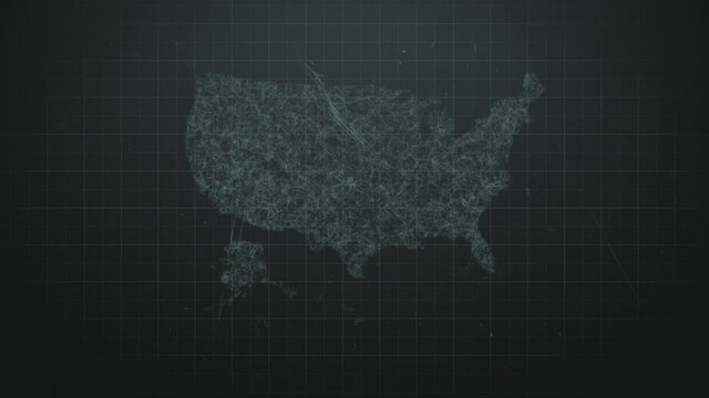 3D Rendering Of Abstract Network Plexus Connection Net On usa Map