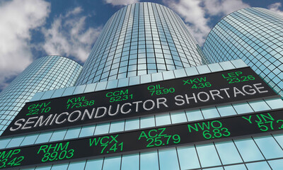 Semiconductor Shortage Stock Market Impact Industry Business Company Shares Prices 3d Illustration