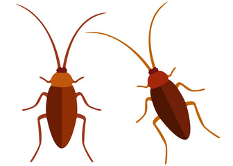 Cockroaches in the set. Vector image.