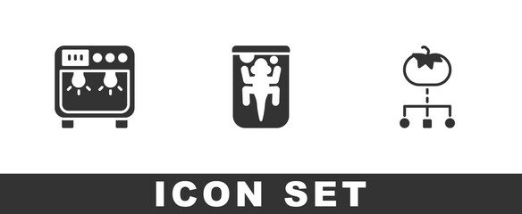 Set Biosafety box, Experimental animal and Genetically modified food icon. Vector