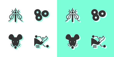 Set Prosthesis hand, Experimental insect, mouse and Cell division icon. Vector