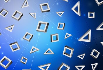 Dark BLUE vector backdrop with rhombus.