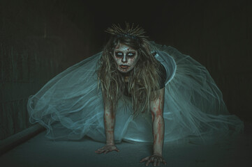 Girl with horror halloween makeup