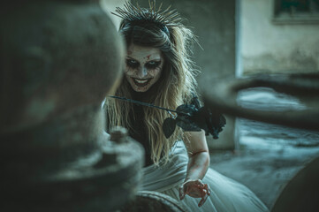 Girl with horror halloween makeup