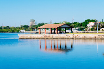 Morning of McKay Bay beach in Tampa, Florida