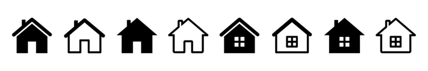Set of house icons, real estate symbols. Vector illustration.