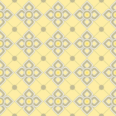 flower line pattern Thai style. Line Thai art pattern vector illustration. yellow geometric seamless pattern with line and flower style, abstract background.