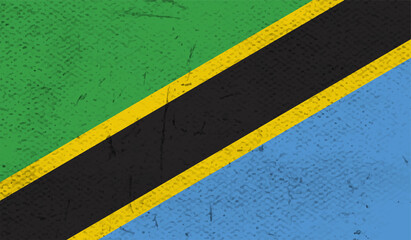 Fototapeta na wymiar Flag of Tanzania, Grunge Abstract Brush Stroke Isolated On A White Background.