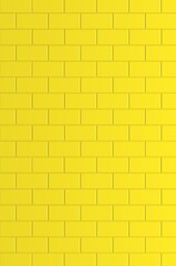 Fototapeta premium Yellow rectangle mosaic tiles texture background. Classic yellow metro tile.3d illustration.