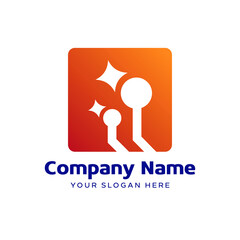 Technology logo, computer and data related business, hi-tech and innovative link network
