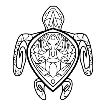 coloring page Turtle outline Vector illustration for ,tattoo, posters,  stickers, printing on fabric