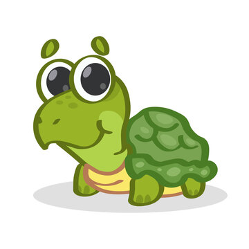 cute funny green turtle Cartoon Vector clip art illustration. Animal smiling.