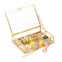 glass jewelry box isolated on white background.