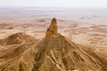 The Faisal's Finger rock near Riyadh, Saudi Arabia, a view from Tuwaiq escarpment.