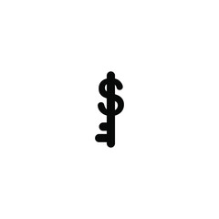Simple Icon Key Money Vector Illustration Design. Outline Style, Black Solid Color.