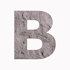 Alphabet letter B on gray stucco texture