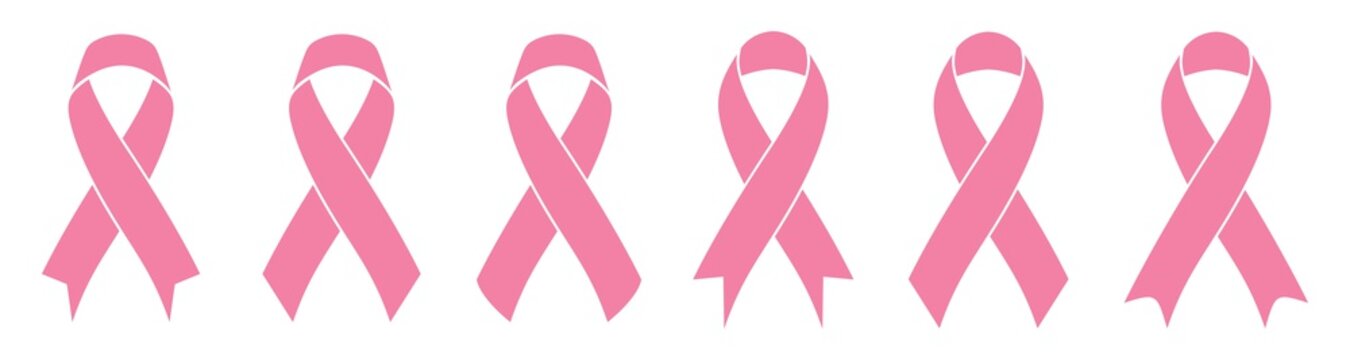pink ribbon icon set,  Breast cancer awareness ribbons  isolated on white background, Vector illustration.