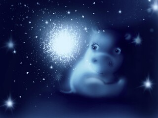 Obraz na płótnie Canvas Hippo in the night