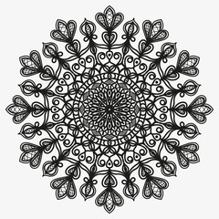 Mandala. Isolated oriental ornament. Oriental pattern on white background. Template for tattoo, henna pattern, coloring. Psychedelic vector. 