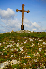 Wood cross on a mountain top in Germany