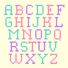 illustration of cross stitch  alphabet