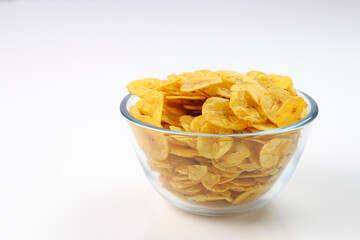 Dried banana chips or banana waffers