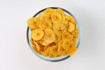 Dried banana chips or banana waffers
