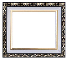 Wooden frame for paintings, mirrors or photo isolated on white background. Design element with clipping path