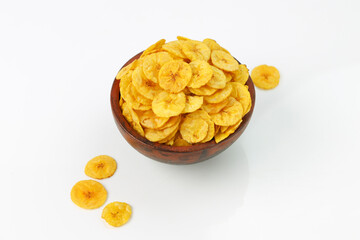 Dried banana chips or banana waffers