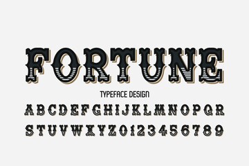 typeface design, alphabet retro font, black and orange vector background