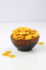 Dried banana chips or banana waffers