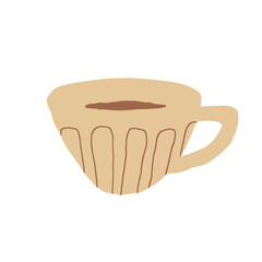 Hand-drawn coffee cup shape. Colored flat vector illustration of beverage on white background